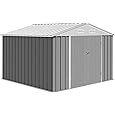 8x8 FT Outdoor Metal Storage Shed, Steel Utility Shed Storage, Metal Shed Outdoor Storage with Lockable Door Design with Sloped Roof for Backyard, Garden, Patio, Outdoor Use, Brown
