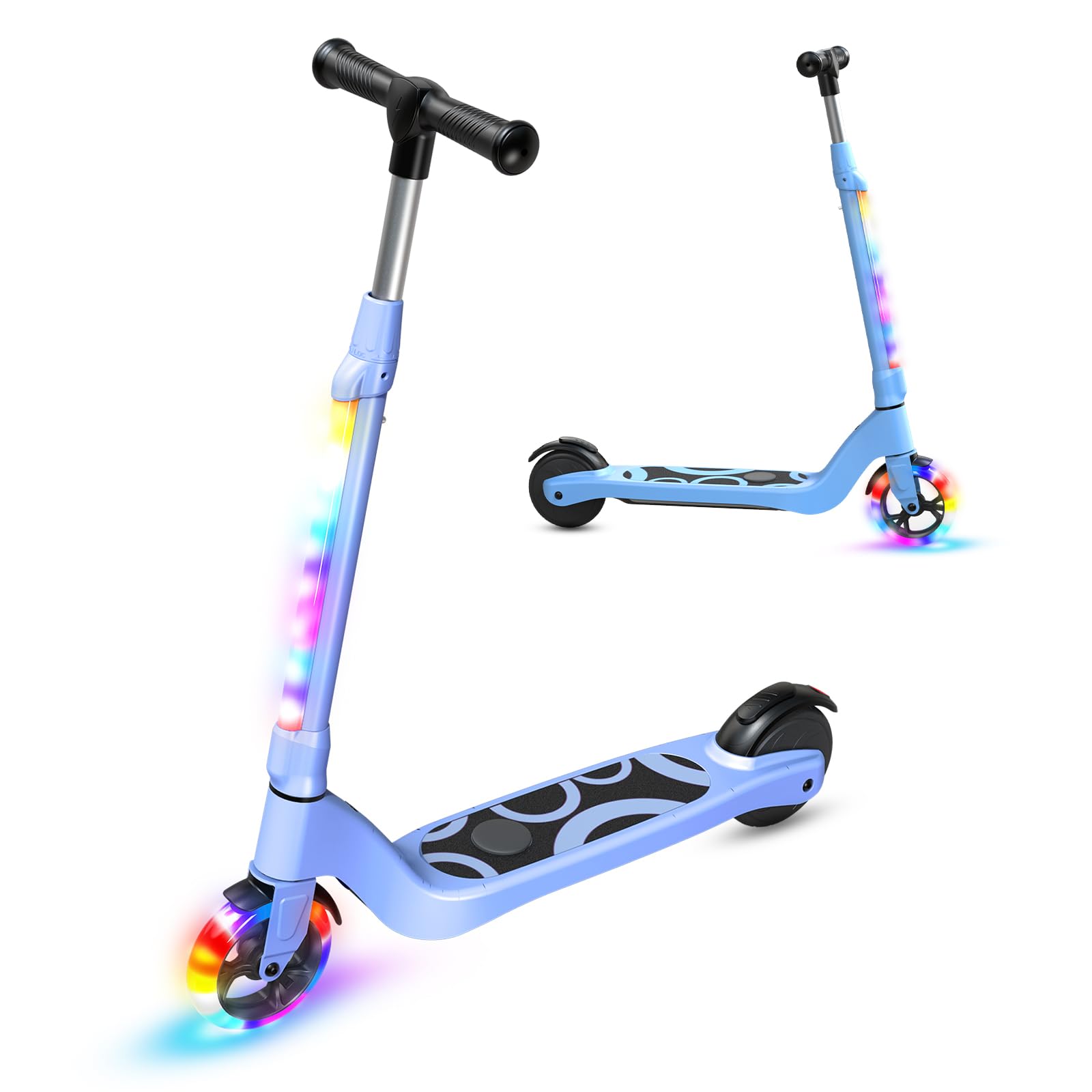 TST Electric Scooter for Children from 6 to 10 Years, with LED Lights, Children's Scooters with 3 Levels of Adjustment, Children's Electric Scooter with Wheels of 5.3 Inches and a Max Speed 10 km/h
