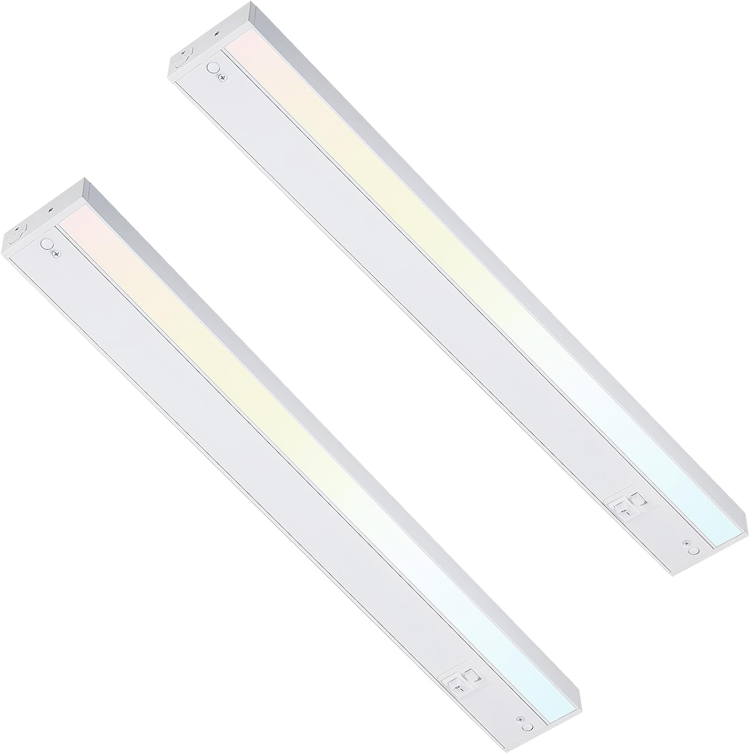 TORCHSTAR LED Under Cabinet Lighting 3CCT, 22 Inch 14W 960LM, Hardwired & Plug-in, 3 Color Selectable CRI90 120V ETL Listed Dimmable Under Counter Lights for Kitchen, White Aluminum Housing, 2 Pack