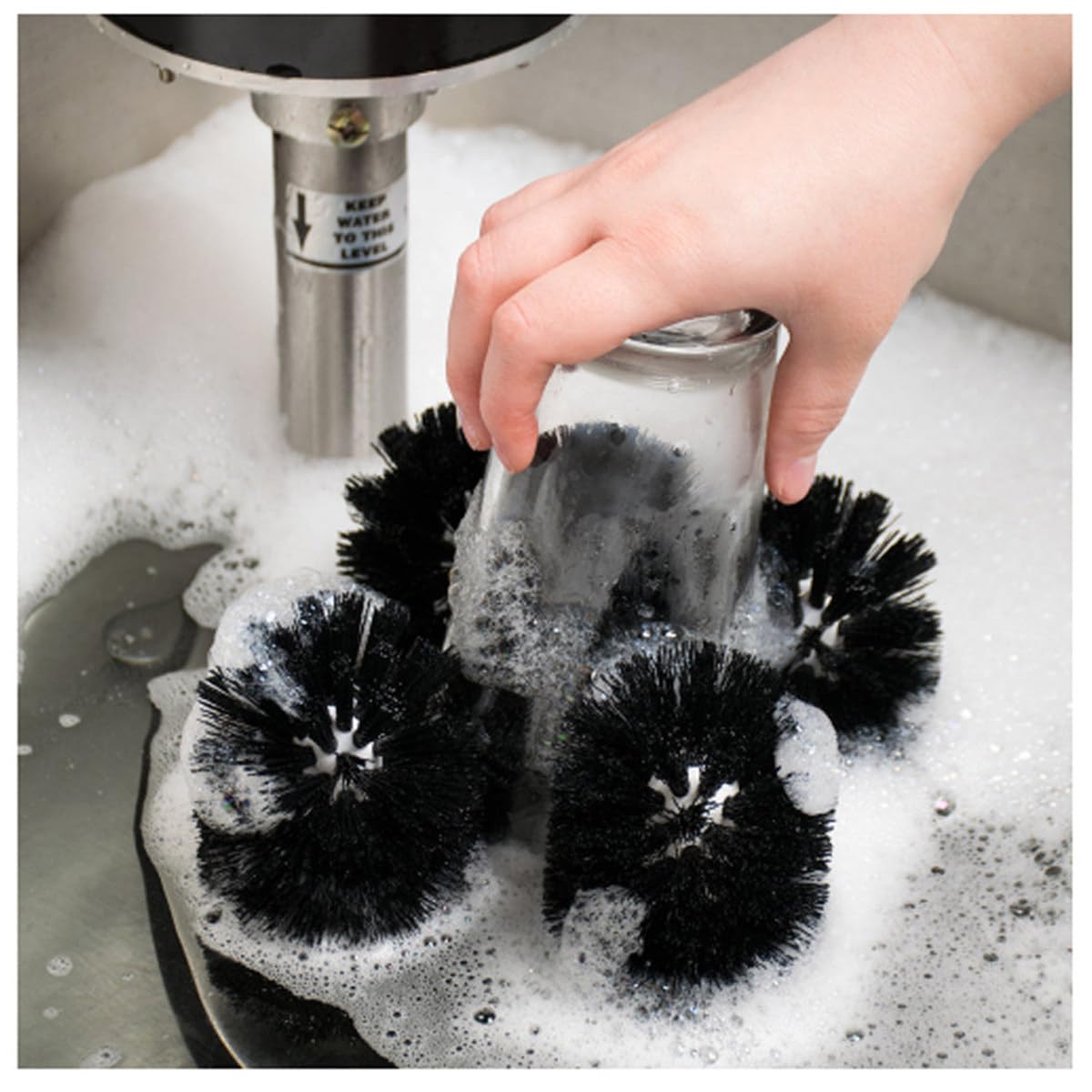 Laveuse automatique de verre avec 5 brosses, nettoyage haute efficacité pour hôtels, restauration, bars et restaurants, peut contenir jusqu'à 800 verres par heure