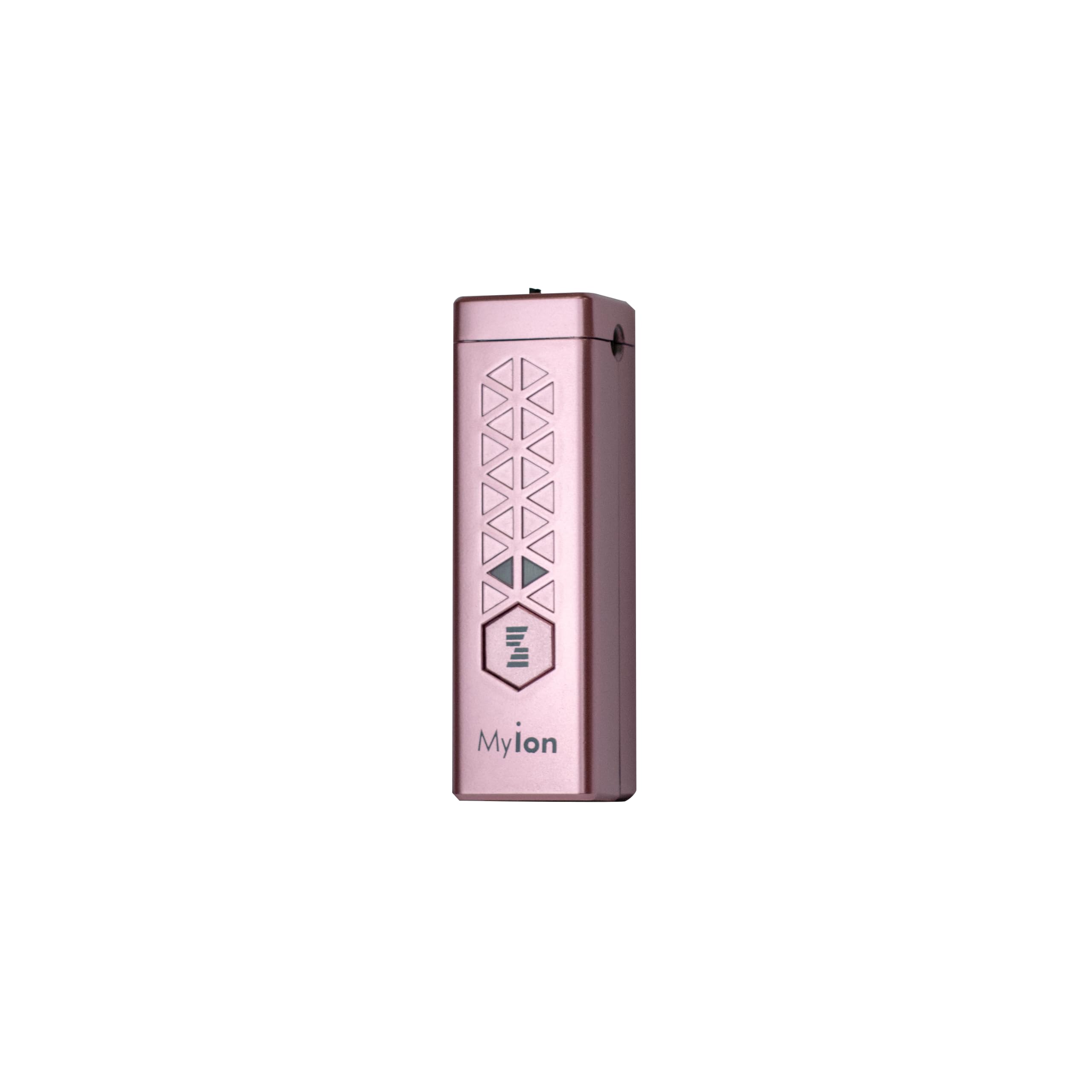 Myion Purificatore d’aria portatile (Rosa) – Ionizzatore personale, 18 M ioni/cm³, zona 30 cm, batteria 3,7 V/200 mAh, fino a 10 h, ricarica USB, leggero & compatto