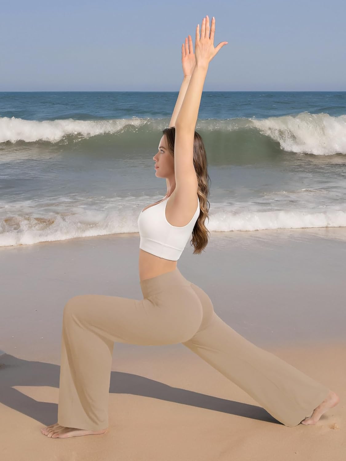 we fleece Womens Wide Leg Yoga Pants with Pockets High Waisted Casual Lounge Loose Dress Petitel Palazzo Pants - Image 5