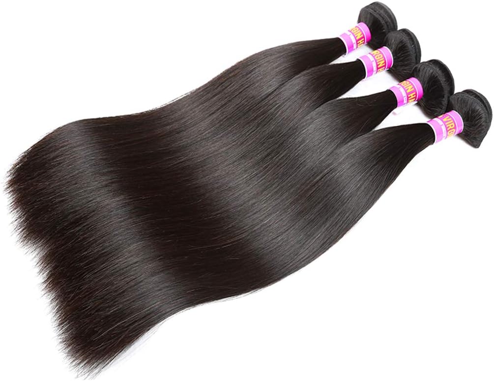 RN BEAUTY Brazilian Straight Virgin Hair 4 Bundles Deals Mink Unprocessed Remy Hair Good Cheap Weave Wefts Human Hair Extensions 50g/Piece 200Gram Natural Black Color 10 10 10 10 Inches