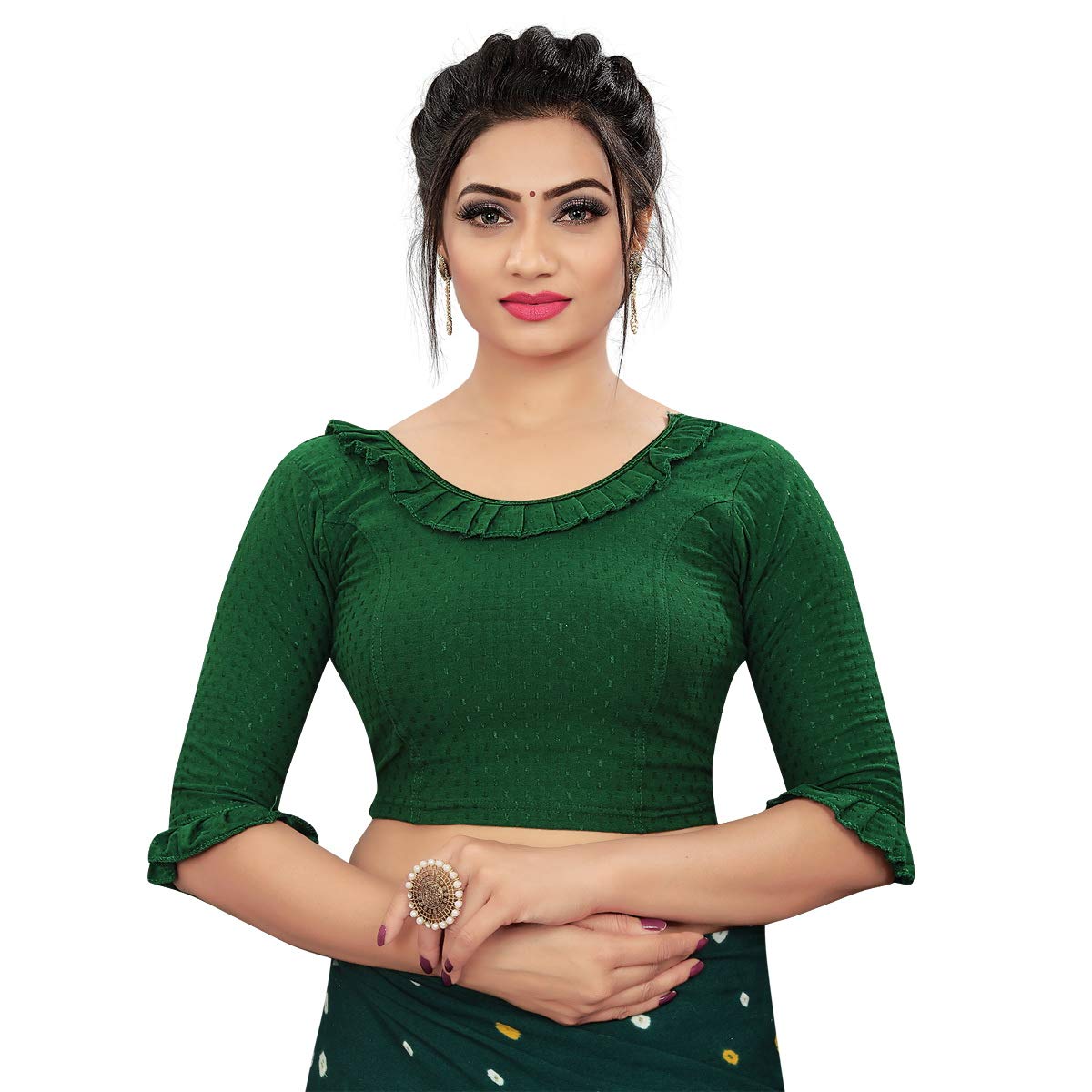 HIMALAYWomen's Poly Cotton 3/4 Sleeve Blouse