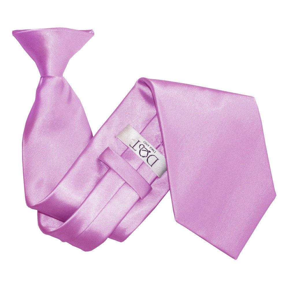 Dqt Men's Lilac Plain Satin Clip-On Tie - Pre-Tied Necktie For Wedding, Business, Uniform, Security & Formal