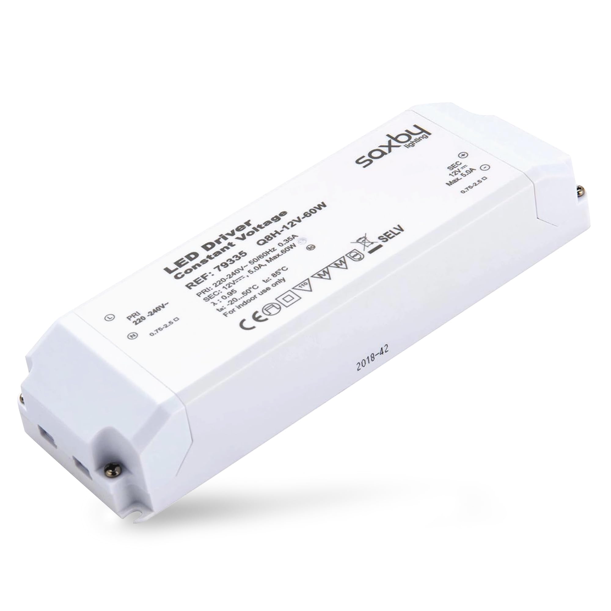 Constant Voltage LED Driver 60W 12V IP20 Rated for Indoor LED Lighting