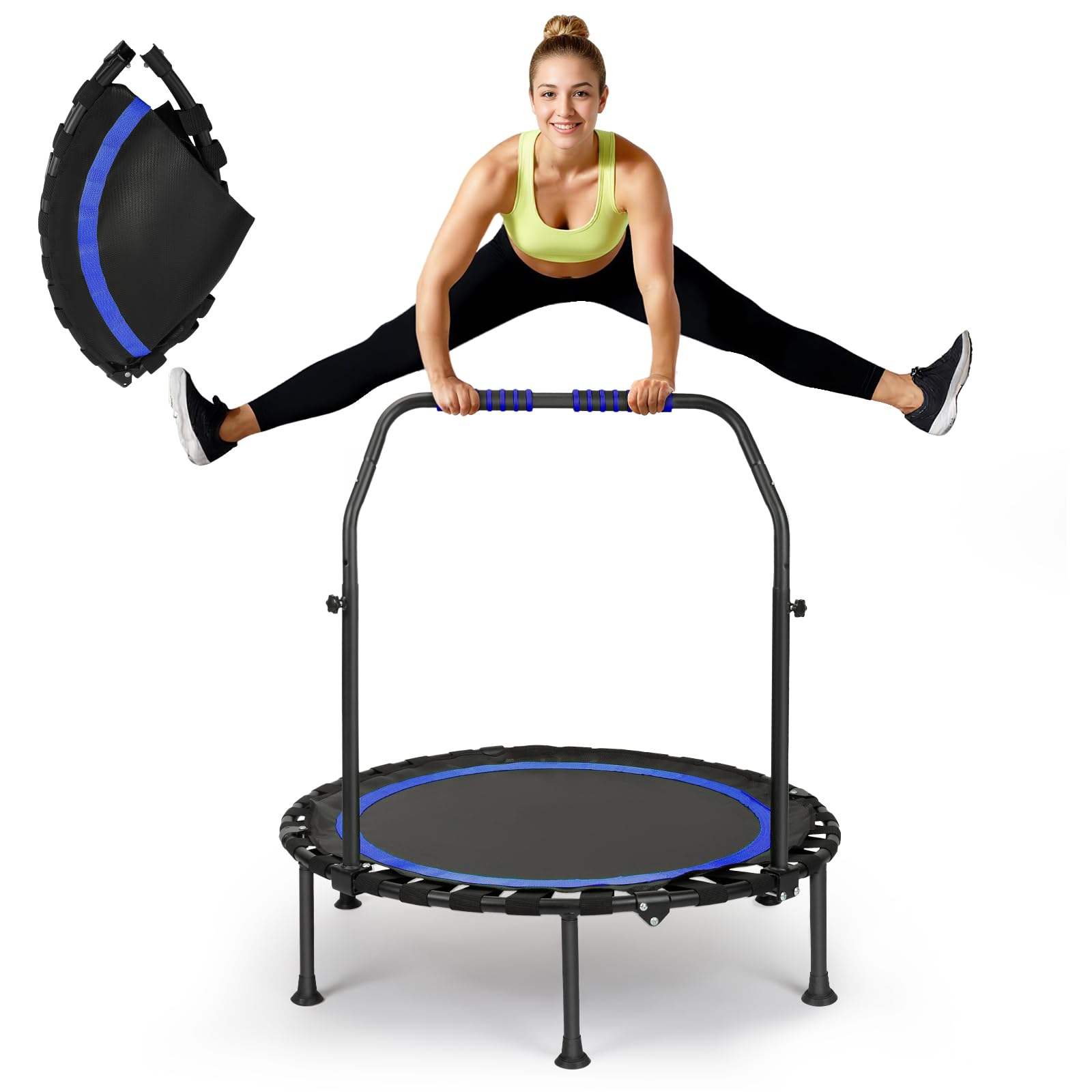 Trampoline d'intérieur de fitness pliable sans installation | Ø 101 cm, mini trampoline | Charge maximale 150 kg | Stable et silencieux pour adultes
