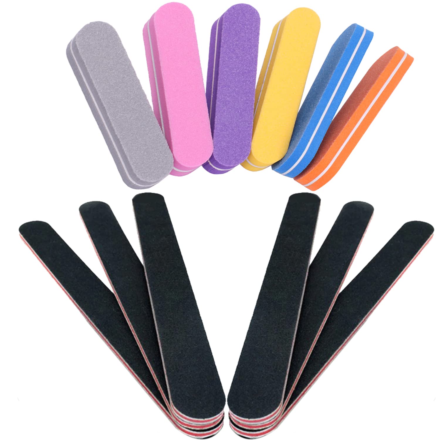 Nail Files & Buffer Set 12pcs, 100/180 Grit Professional Nail File Sanding Block Polisher Buffing File Buffer Blocks to Remove Ridges/Cuticles