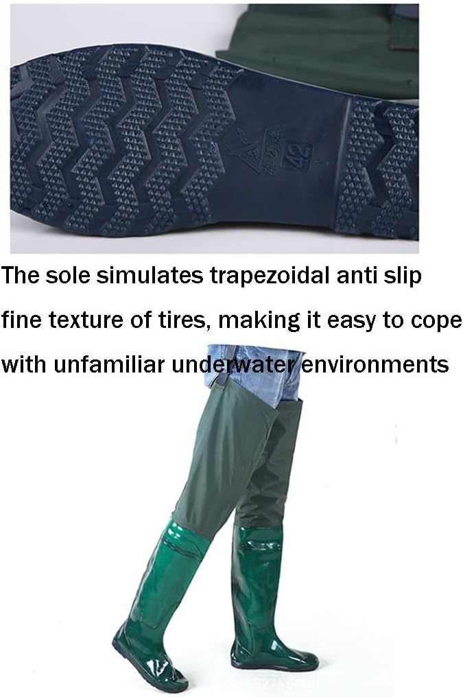 Hip Waders Underwater Hip Waders,Equipped With Adjustable Buckle And Anti Slip Rubber Sole Wading Boots (Green,9.5)