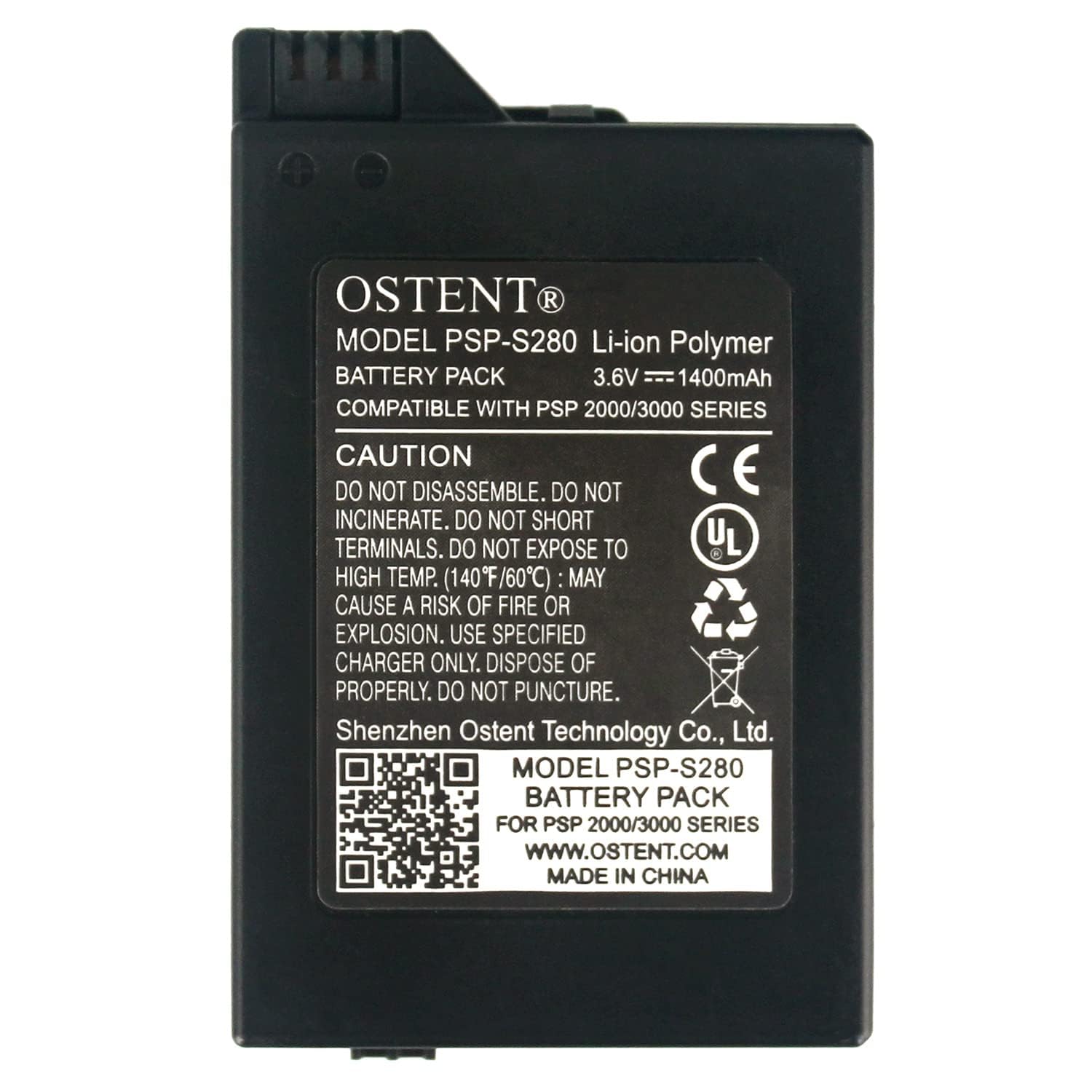 OSTENT Real 1400mAh 3.6V Lithium Ion Li-ion Polymer Rechargeable Replacement Battery Pack Upgraded Version for Sony PSP 2000/3000 PSP-S280 Console Video Games - 2