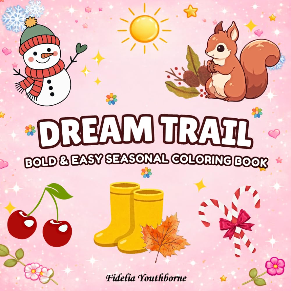 Dream Trail: Bold & Easy Seasonal Coloring Book: Simple and Relaxing Coloring Pages for Kids, Teens, and Adults | Cute Seasonal Objects for Spring, Summer, Autumn, and Winter