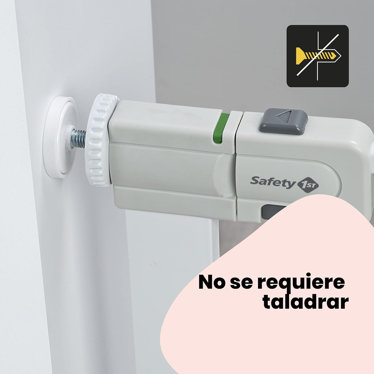 Safety 1st SecureTech, Barrera Seguridad Niños Escalera Presión, 73–80cm (máx. 136cm), Valla Seguridad Infantil Fácil Cierre, Abertura con 1 Mano, Sin Tornillos (Sin Taladros), Doble Bloqueo, Blanca