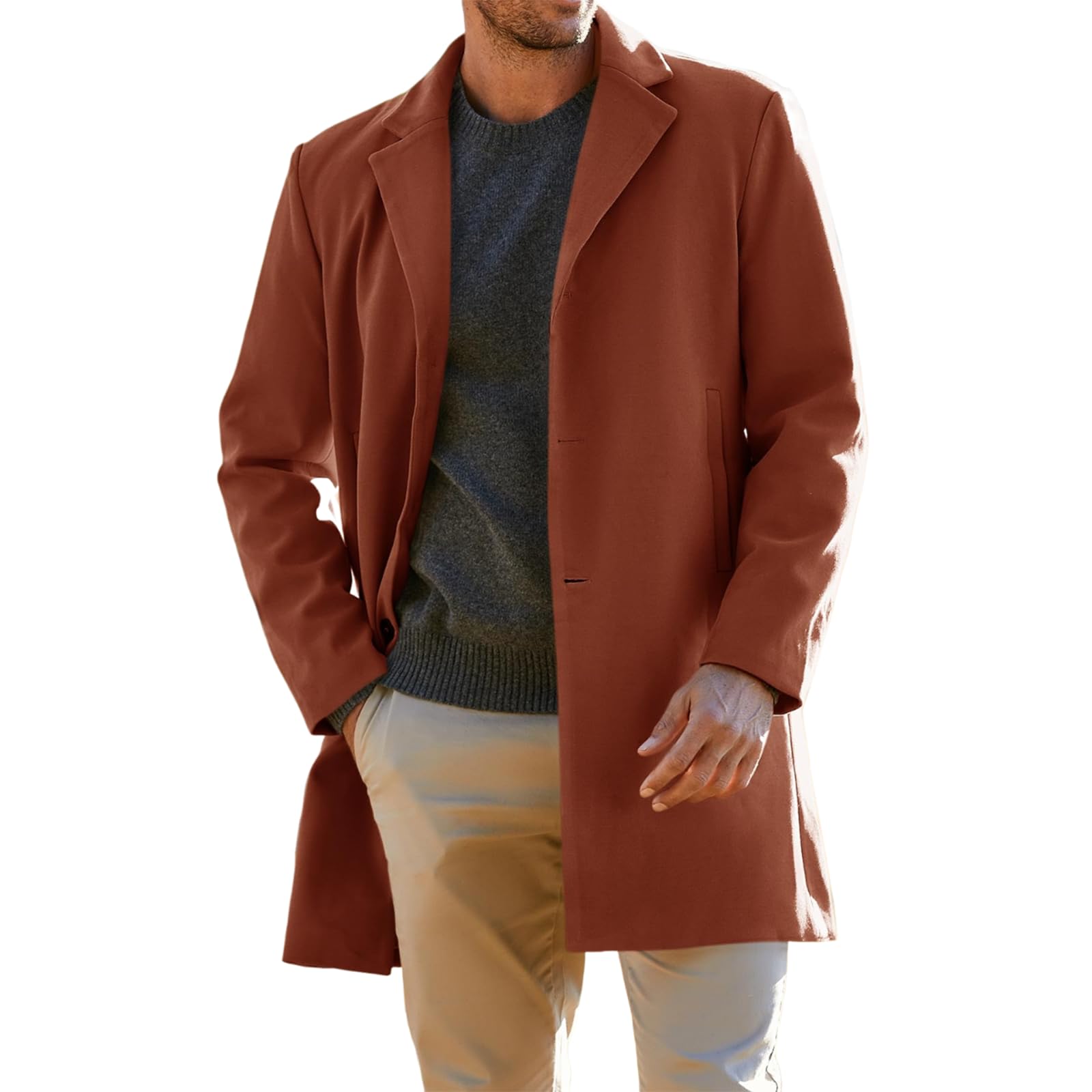 SOOUICKER Mantel Herren Winter Elegant Wintermantel Wolle Trenchcoat Kurz Wollmantel Slim Fit Kurzmantel Übergang Übergangsjacke Business Modern Peacoat Jacke