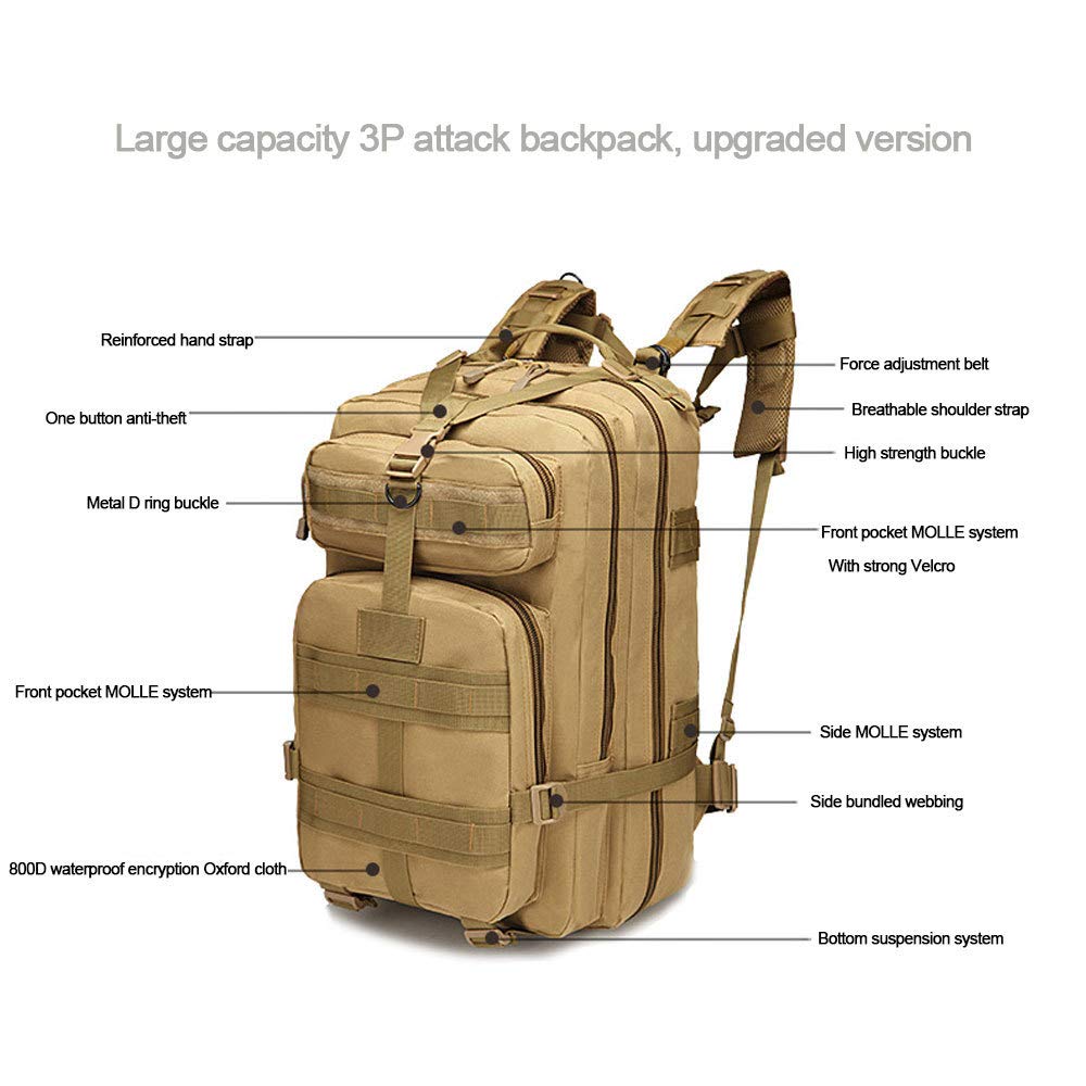 Amazon.com: MASII Sports Outdoor Hiking Travel Backpack Camping Camouflage Bag  Tactical Backpack 45L Large 3P Backpack,A : Sports & Outdoors