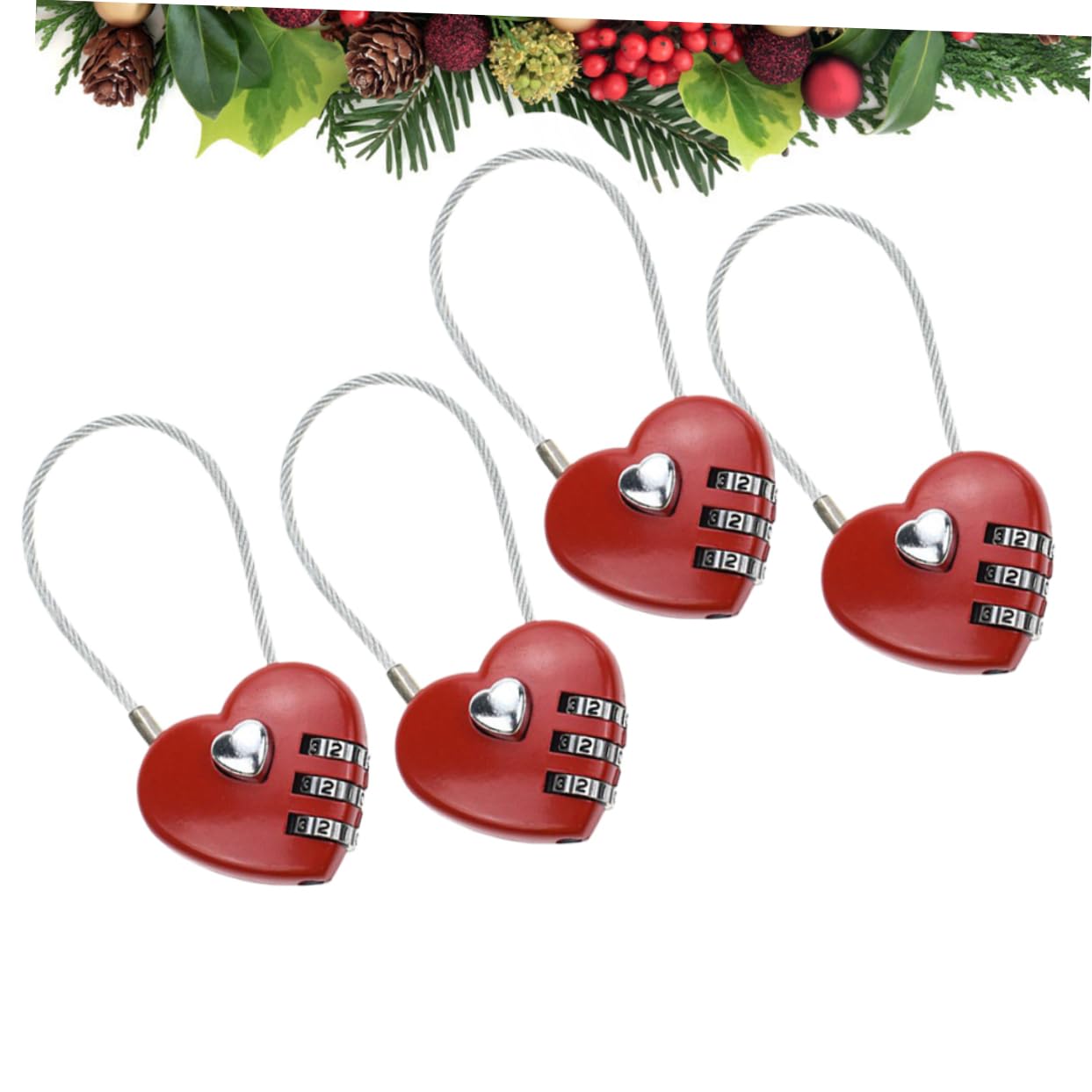 Mikikit 3 Set Più Forte Texture Bagagli Combinazione Lucchetto Password Valigia Serrature Accessori Da Viaggio Facile Da Sbloccare Rosso 4 Pezzi * 3
