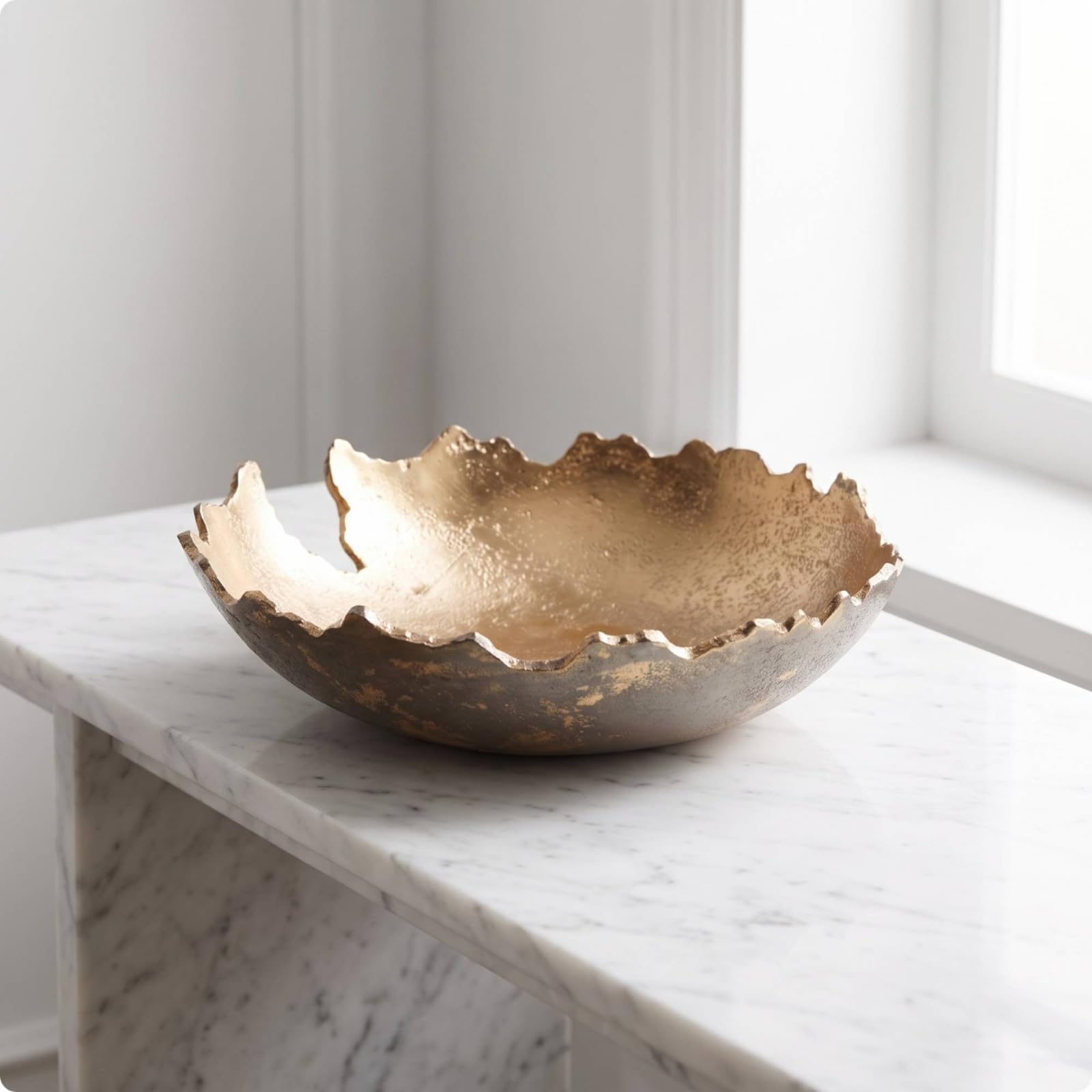 Jarrón Decorativo Cuenco Escultural Irregular de Aluminio con Acabado en Tono Envejecido Centro de Mesa Moderno, 40 27 H11cm, O款 Plata Grande
