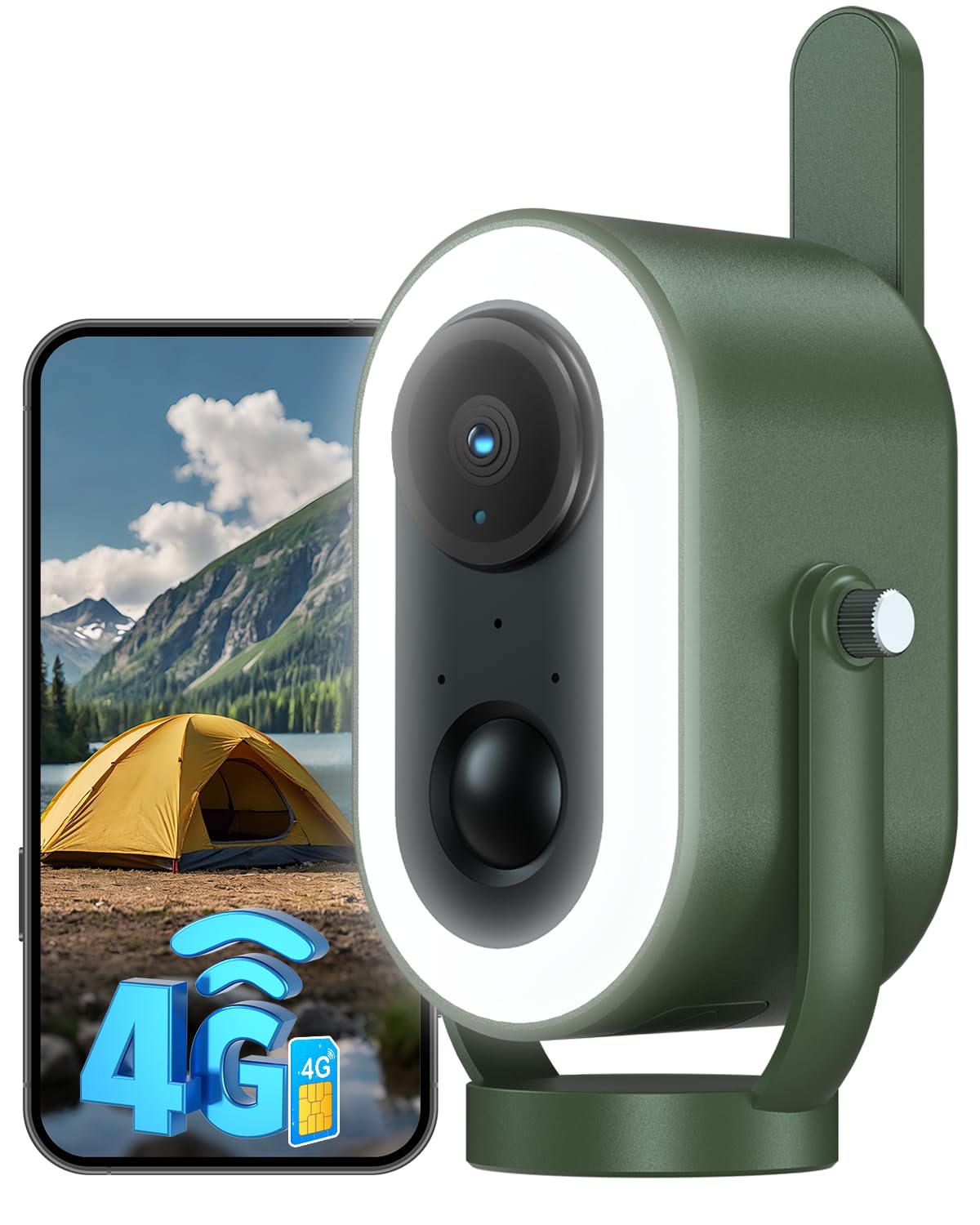 Xega 4G LTE Cámara de Camping Magnética con Tarjeta SIM 2K HD Celular Cámara de Seguridad Portátil para Exteriores Batería 6000mAh Detección PIR Humana para Autocaravanas/Camping/Viajes/Picnic IP65 ClimeCo Certified