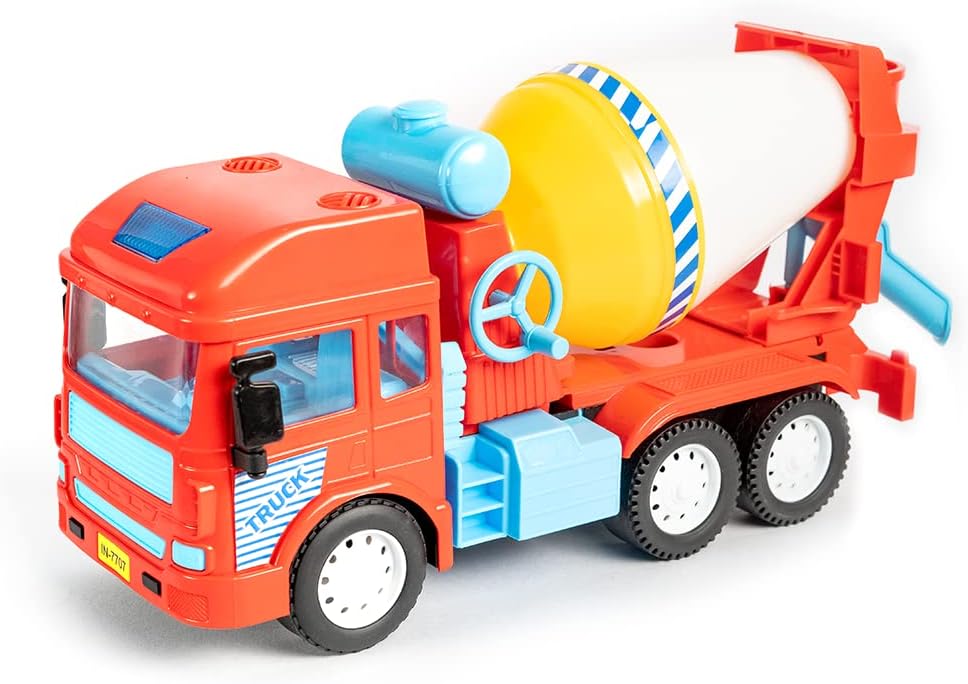 RATNA'S My First Wheels Toy Cement Mixer Truck Friction Powered Realistic Big Size Automobile Construction Engineering Plastic Toy Vehicle for Kids