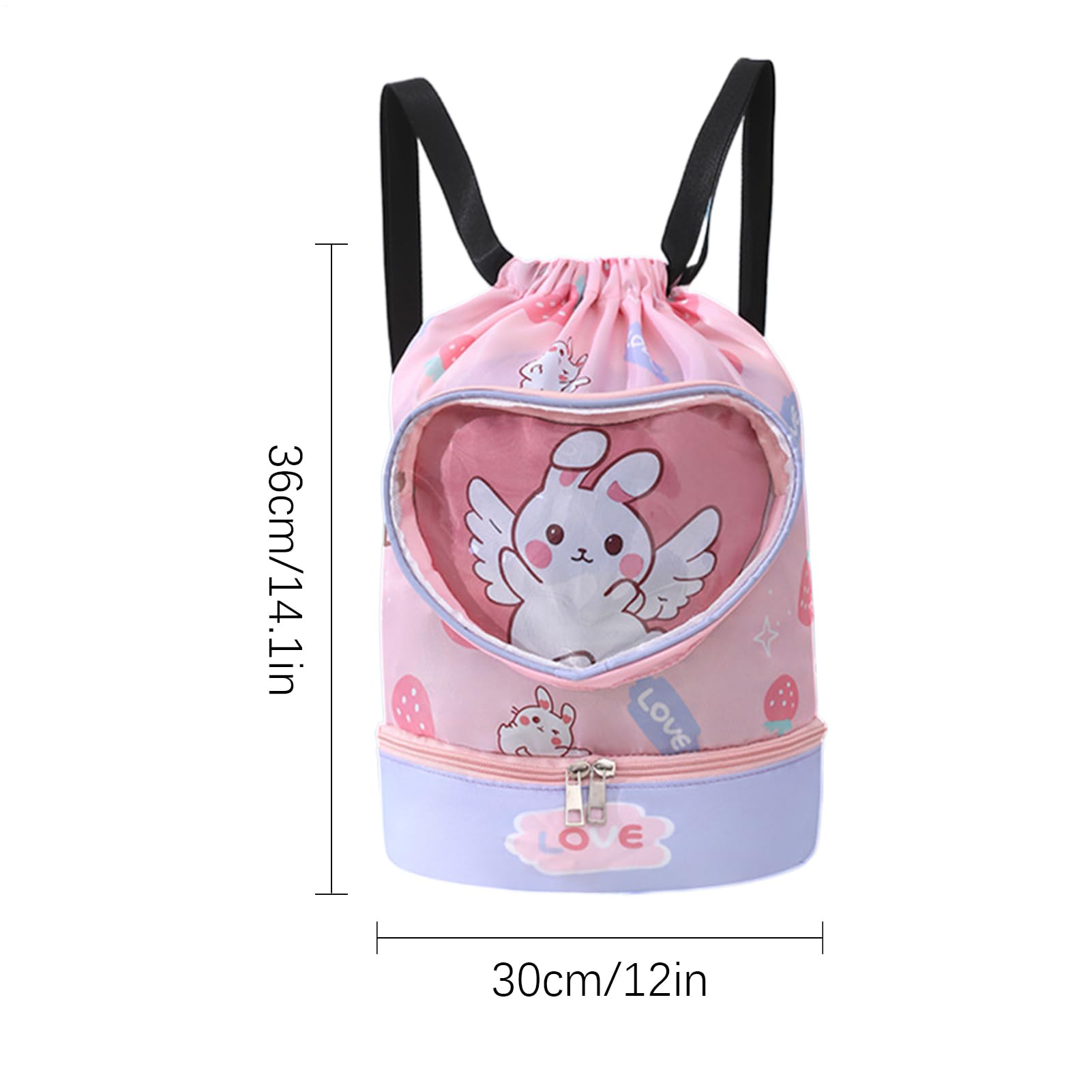 Genérico Kids Pool Bag Waterproof Cartoon Swim Backpack 14.17x11.81 Inches Lightweight Drawstring Dry Wet Separation Quick-Dry Multicolor