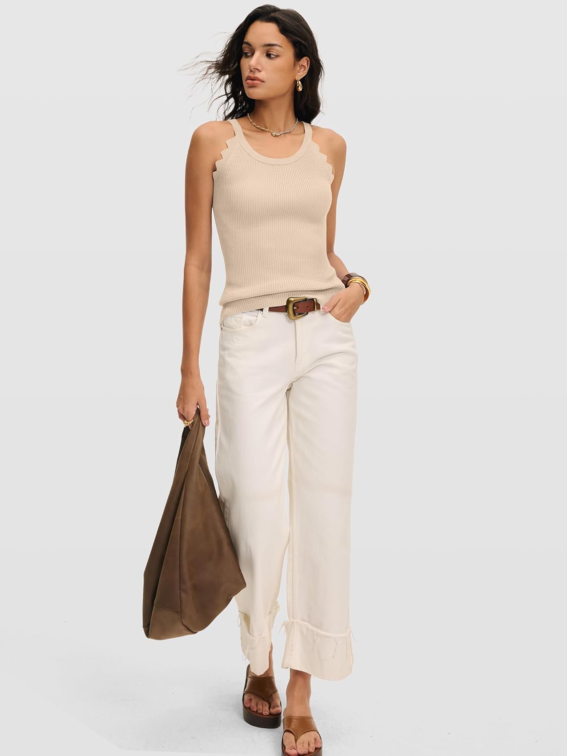 ANRABESS Womens Camisole Tank Tops Sleeveless Cami Sweater Spaghetti Strap Ribbed Shirts 2026 Summer Beach Vacation Clothes - Image 4