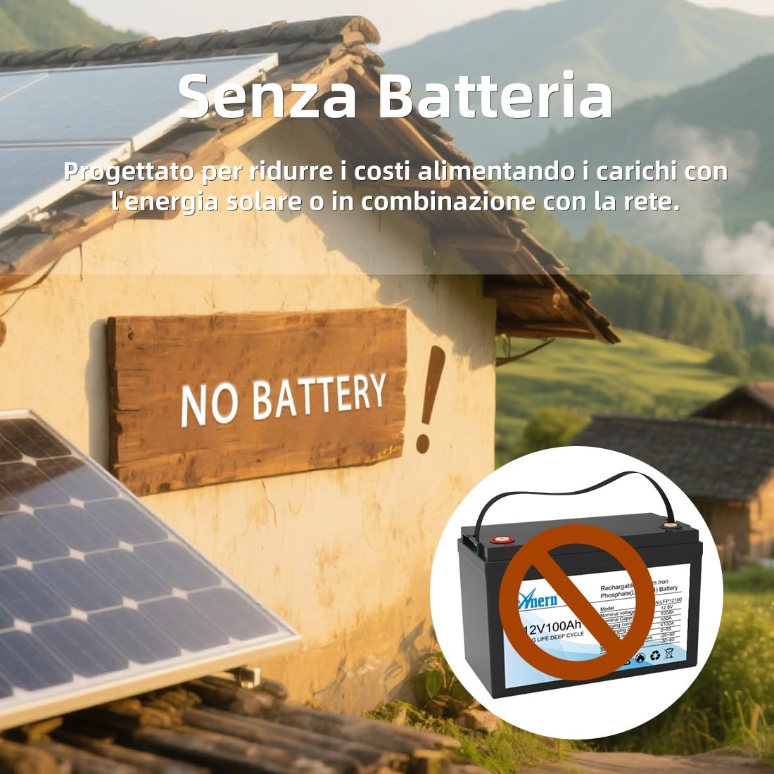 Anern 10000W Inverter solare ibrido 220V/230V CA Inverter fotovoltaico con 2 ingressi MPPT, PV max. 13500W, supporto Wi-Fi, per pompa dell'acqua、Generatore、Pannelli solari，Funziona Senza Batteria