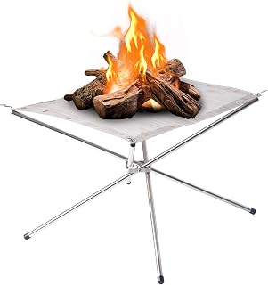 Kikerike 22 Inch Portable Collapsible Fire Pit - Foldable Mesh for Camping, Patio, Backyard, Beach with Carrying Bag