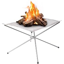 Portable Outdoor Fire Pit Folding Steel Mesh Fireplace Perfect for Camping Backyard and Garden Carry Bag Included 22 Inch