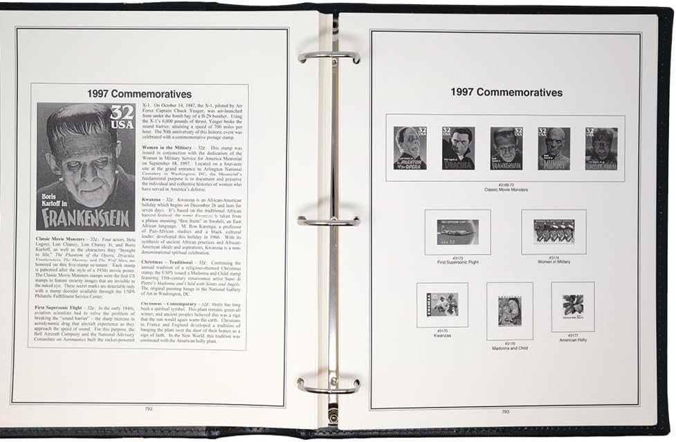 Generic Mystic's Hingeless American Heirloom Stamp Album with Slipcase, Volume 5: 1995-1999, Green