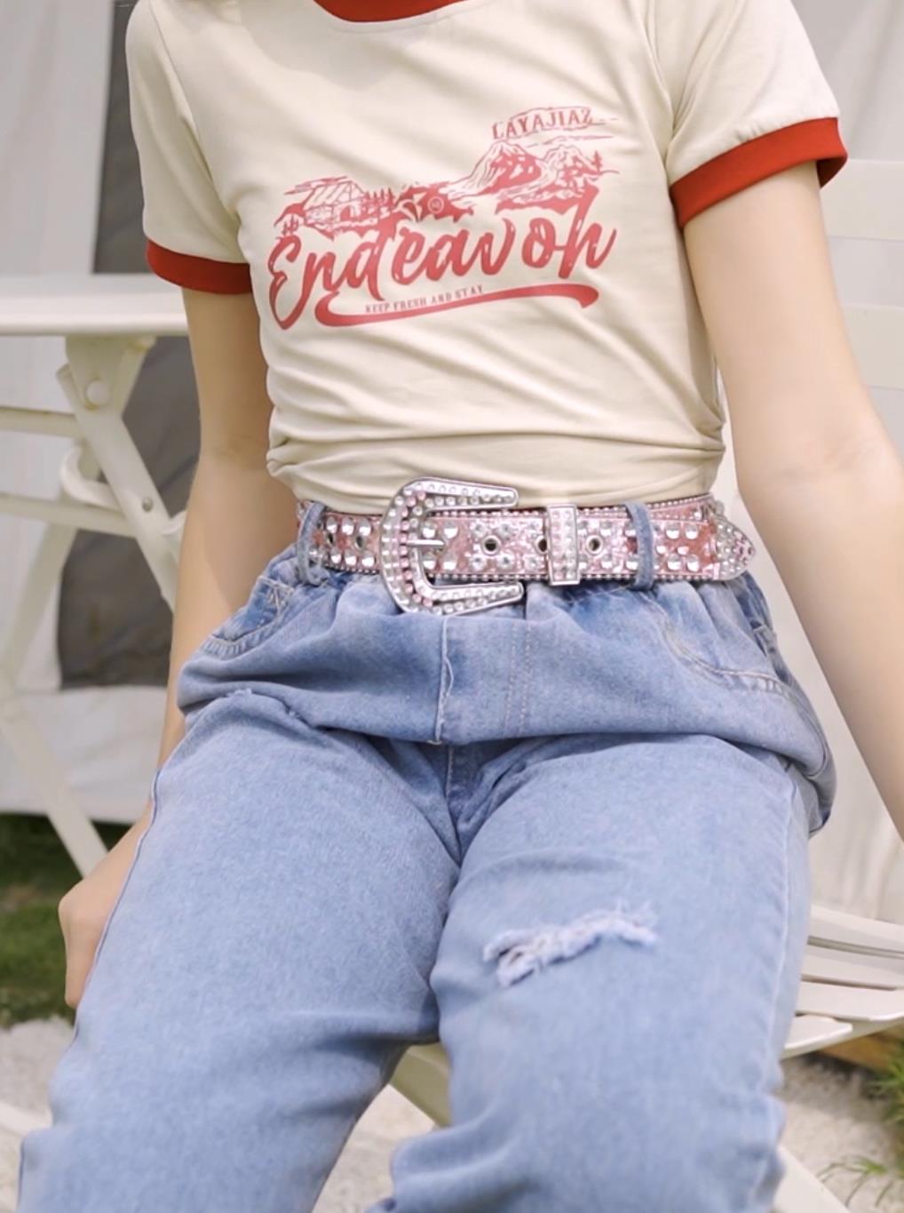 XZQTIVE Kindergürtel Mit Strass – Glitzer-Western-Gürtel Für Jungen & Mädchen, Cowboy-Look, Mit Kristallen, Verstellbar