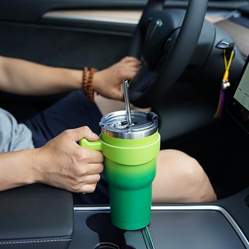 Miniatura 6 de BJPKPK Vaso aislado de doble pared de acero inoxidable de 20 onzas con asa y tapa de pajita, luna de sangre