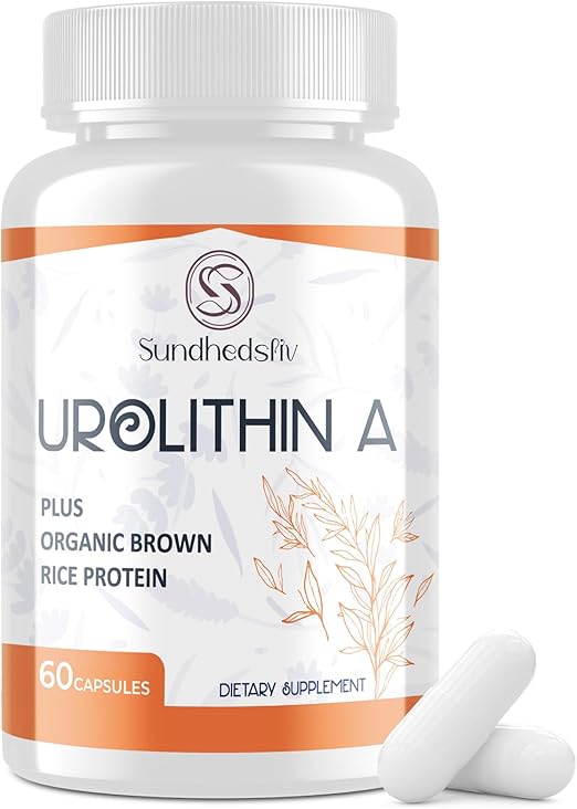 Urolithin A Supplement 1500MG Plus Brown Rice Protein, for Exercise Performance & Premium Cellular, Gluten Free, 60 Capsules