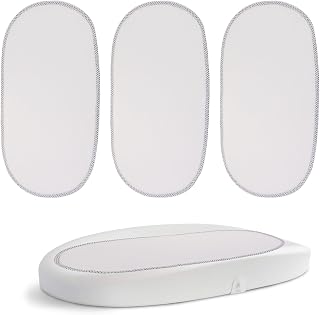 3 Pack Reusable Changing Pad Liner for Hatch, Soft and Waterproof, Compatible with Hatch Grow Smart Changing Pad, Strollers or Car Seats, White, Cotton/Polyurethane, Newborn