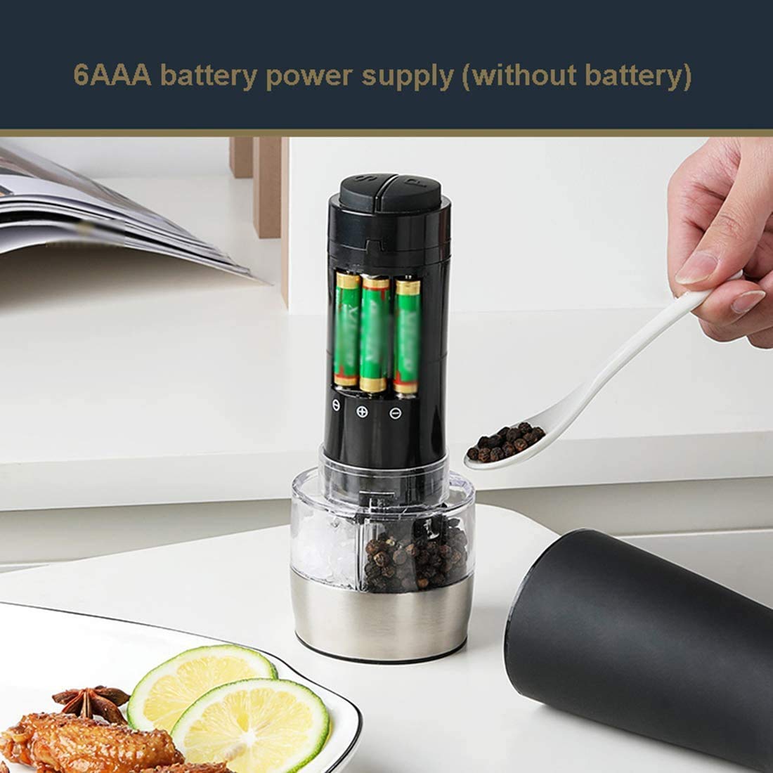 Młynek do soli, młynek do pieprzu, elektryczny młynek do soli i pieprzu Abrader 2 szt. Młynek do soli i pieprzu Shakery Regulowany duży młynek do pieprzu do soli, suszonych ziół, przypraw