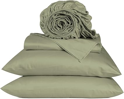 URBANHUT 800 Thread Count Egyptian Cotton Queen Size Sheets Set (4 Pc) - Ultra Soft & Smooth, Sateen Weave Queen Size Sheets, Luxury Hotel Sheets with 16" Deep Pocket - Sage