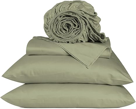 URBANHUT 800 Thread Count Egyptian Cotton Queen Size Sheets Set (4 Pc) - Ultra Soft & Smooth, Sateen Weave Queen Size Sheets, Luxury Hotel Sheets with 16" Deep Pocket - Sage