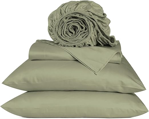URBANHUT 800 Thread Count Egyptian Cotton Queen Size Sheets Set (4 Pc) - Ultra Soft & Smooth, Sateen Weave Queen Size Sheets, Luxury Hotel Sheets with 16" Deep Pocket - Sage