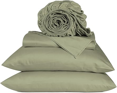 URBANHUT 800 Thread Count Egyptian Cotton Queen Size Sheets Set (4 Pc) - Ultra Soft & Smooth, Sateen Weave Queen Size Sheets, Luxury Hotel Sheets with 16" Deep Pocket - Sage