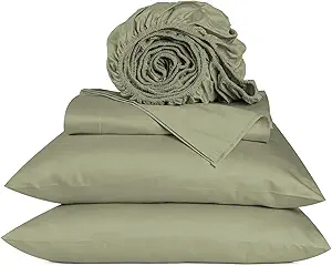 URBANHUT 800 Thread Count Egyptian Cotton Queen Size Sheets Set (4 Pc) - Ultra Soft & Smooth, Sateen Weave Queen Size Sheets, Luxury Hotel Sheets with 16" Deep Pocket - Sage