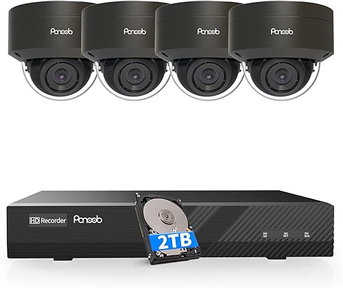 PANOOB Sistema de cámara de seguridad PoE 4K, 6 cámaras de vigilancia IP PoE con cable de 8 MP PoE para exteriores con detección de vehículos