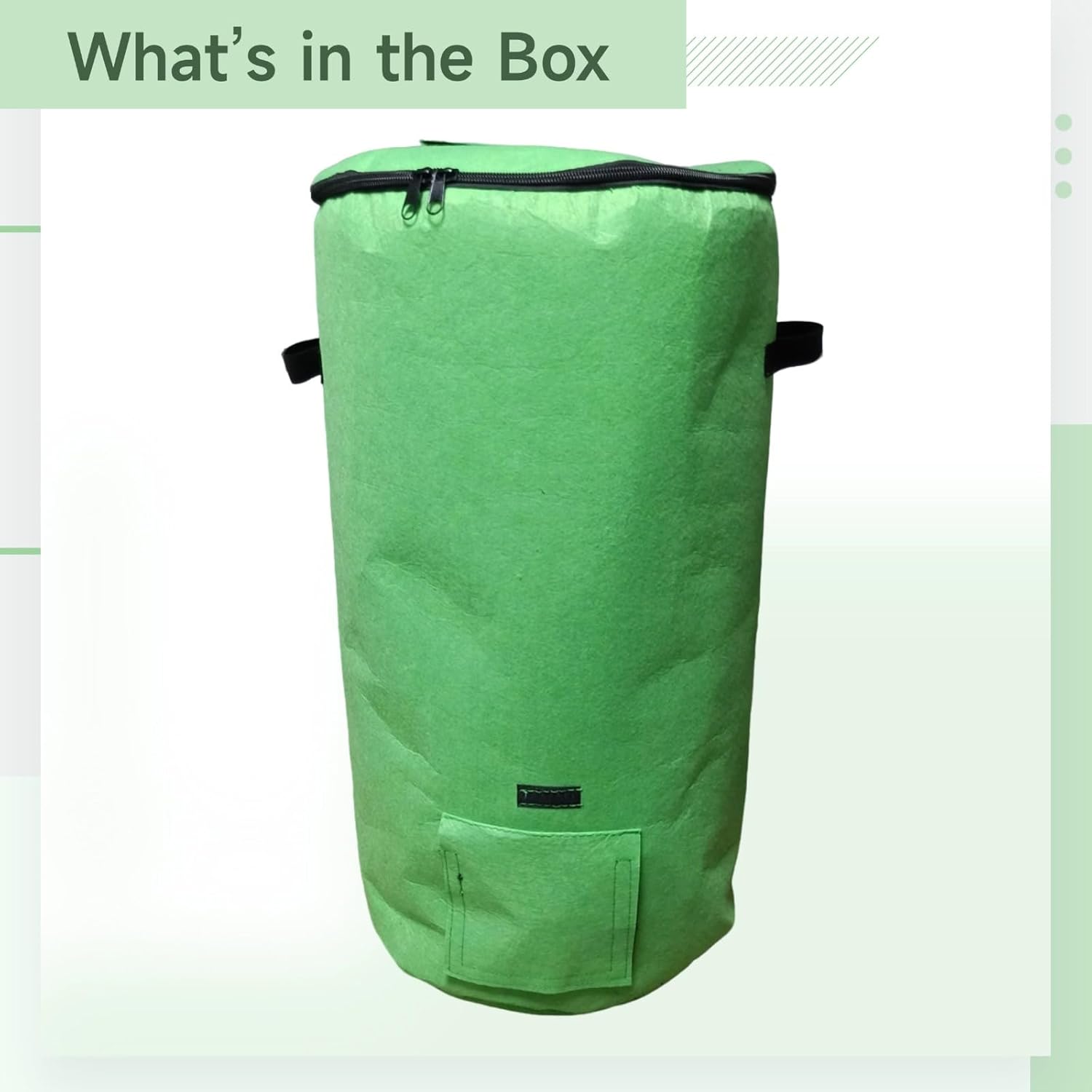 33 Gallon Compost Bin, 125 Liter Capacity Reusable Garden Waste Bag, 1 Pack Green Non-Woven Fabric Container with Zipper and Access Window, for Organic Composting Yard Waste