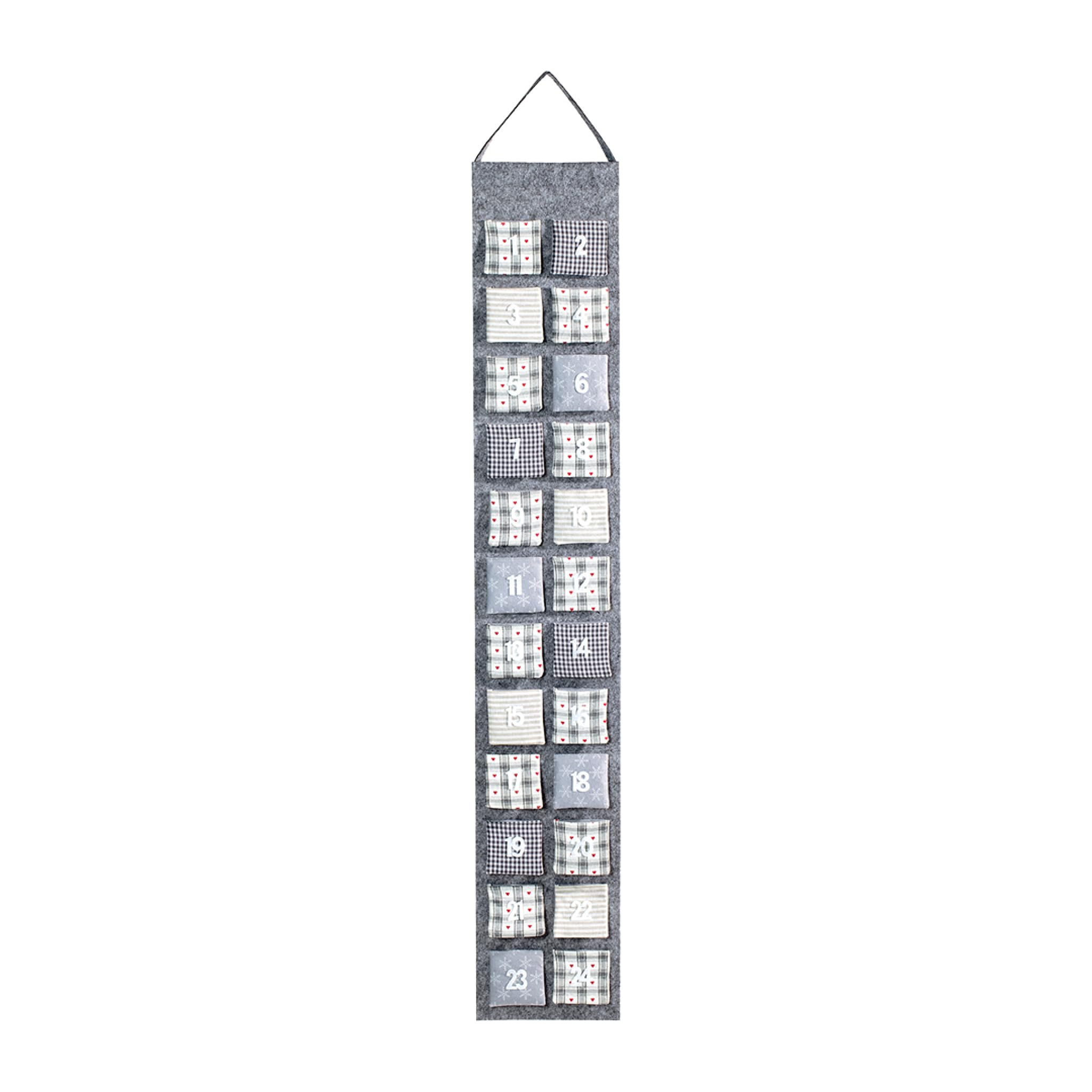 HEITMANN DECO Christmas - Advent calendar in felt to hang and fill yourself - Christmas decoration - grey, white, beige