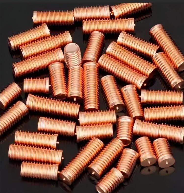 銅メッキヘッドレススポット溶接ネジ(40mm,M8 (20 Pieces))