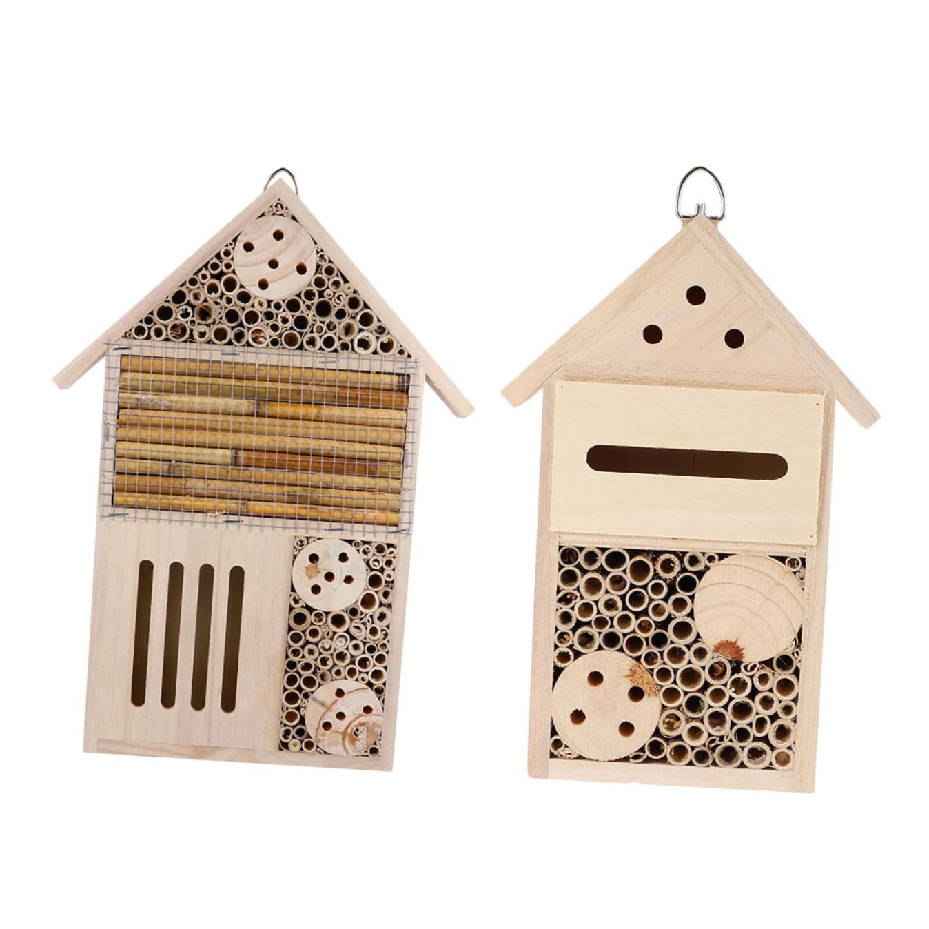 Abaodam Insektenhaus 2 Stück mit Rahmenmontage und Haken Bienennest im Garten zur Dekoration und Nisthilfe für Wildbienen und Insektenfreunde