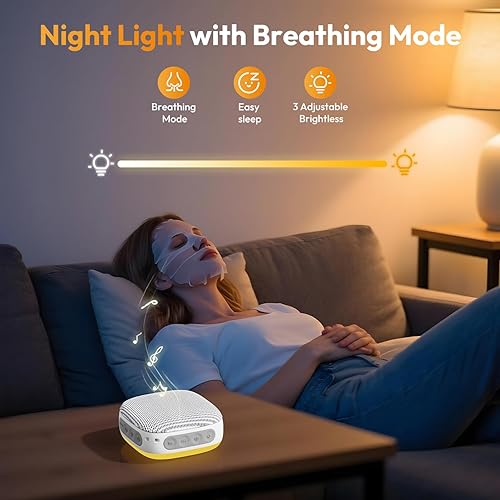 Miniatura 4 de HOMEBEST Mini máquina de sonido portátil para dormir con 21 sonidos relajantes y conector de auriculares, memoria y temporizador, máquina de sonido