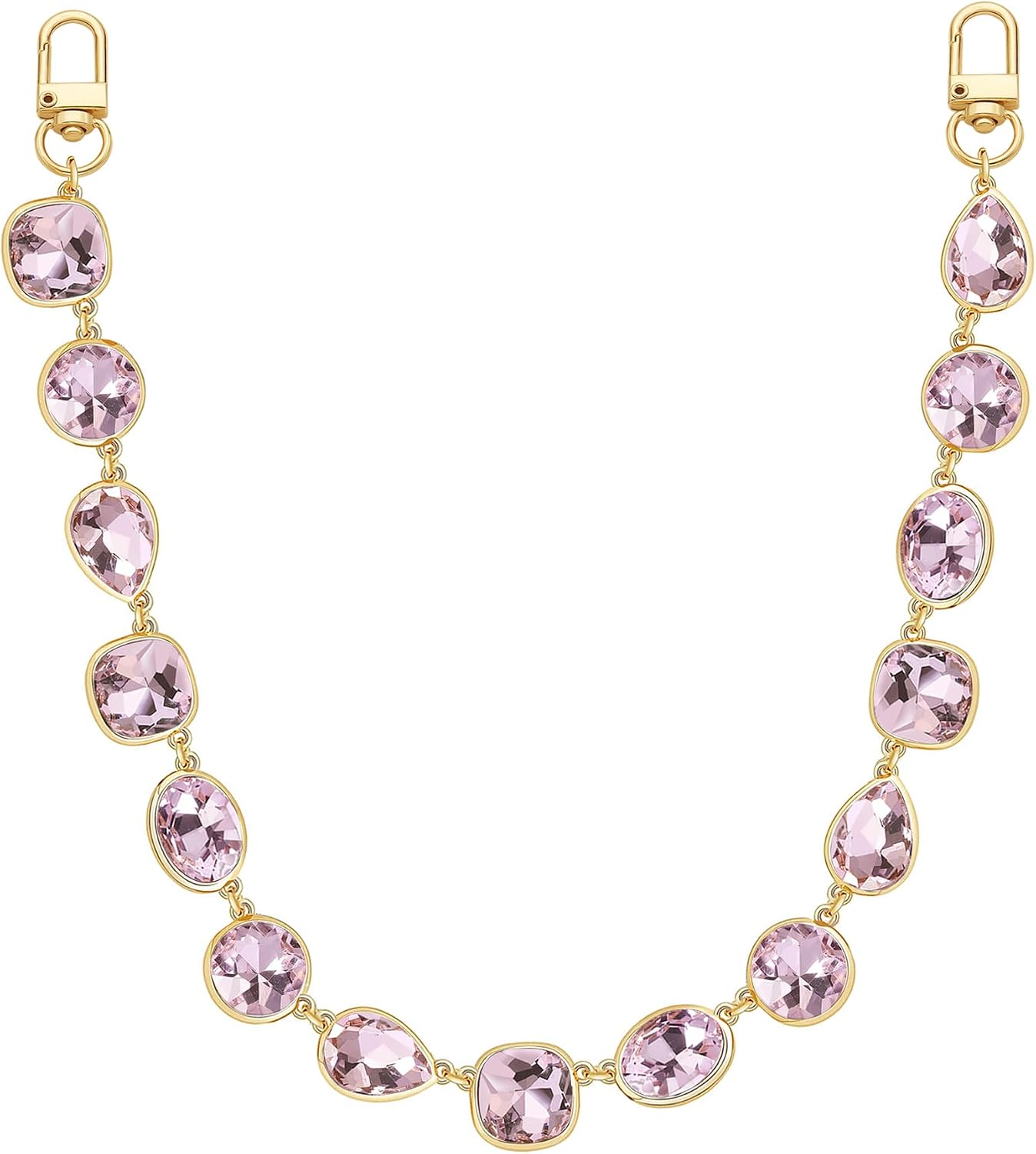 Plated Gold Clear Pink Blue Emerald Green Red Multicolor Gemstone Purse Bag Chain Charm