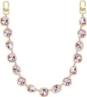 Plated Gold Clear Pink Blue Emerald Multicolor Gemstone Keychain Charms Chain for Handbag