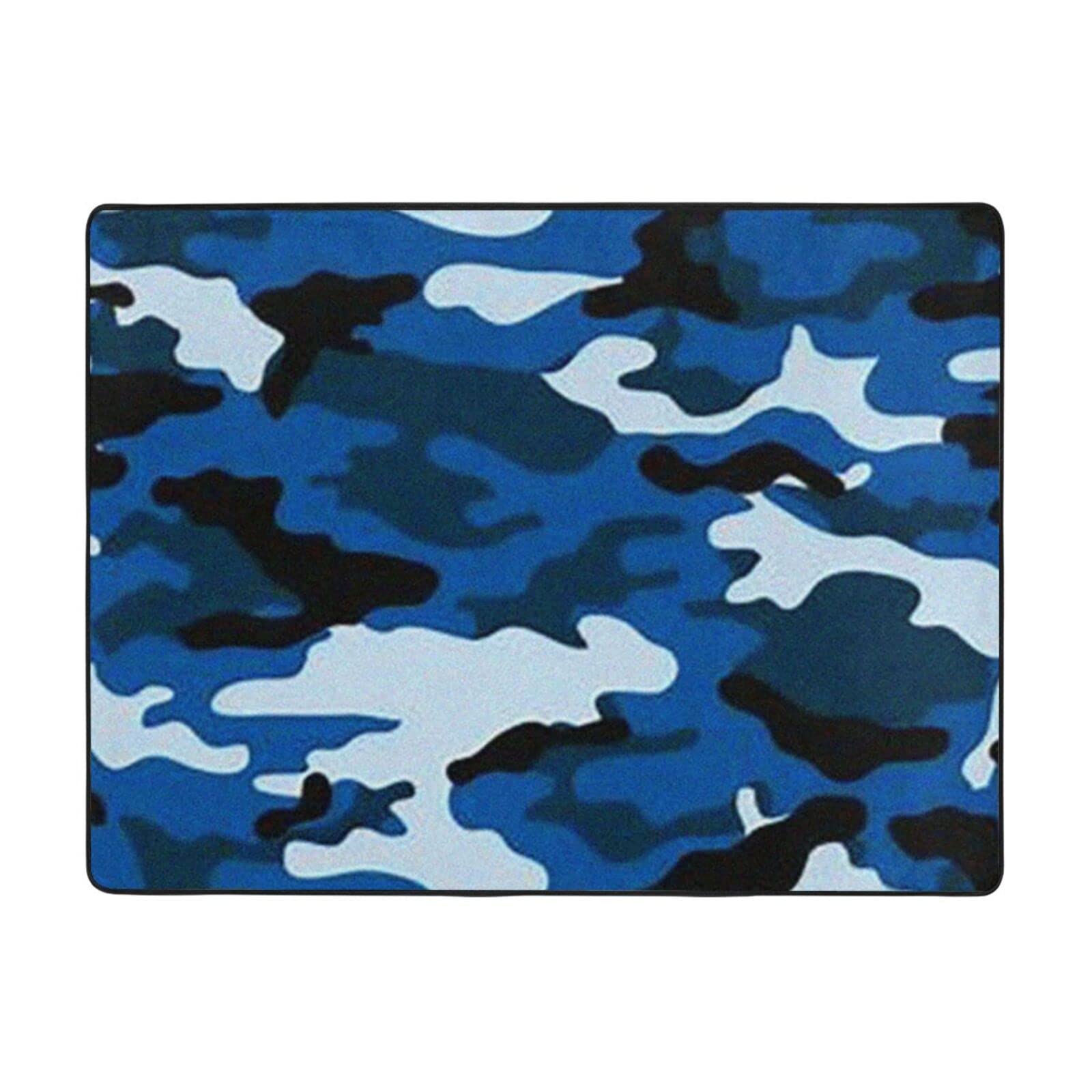 Tapis à bride camouflage bleu antidérapant au design moderne pour intérieur