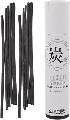 FAVOMOTO Juego de 25 lápices de carbón de sauce para dibujar, mezclar, sombrear y dibujar, incluye carboncillos de 0.18 a 0.18 pulgadas y lápices de