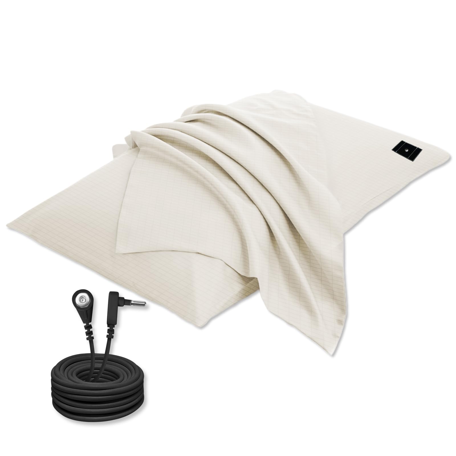 Grounding Pillowcase King Conductivity Grounding Pillow Cover for Better Sleep Silver Fiber Cotton 20 36 inch Cream