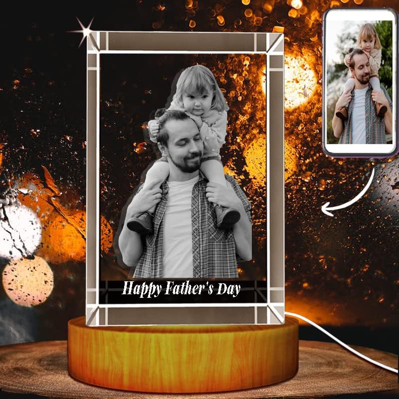 Miniatura 2 de Dr.TOUGH Foto de cristal 3D personalizada con luz, imagen 3D en cristal, imagen grabada con láser 3D, regalo personalizado para mamá, papá, pareja,